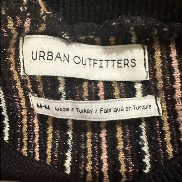 Urban Outfitters Sweater Cropped Knit Metallic Black Rust Size Medium - Picture 6 of 7